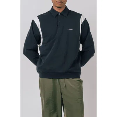 Students Clive Long Sleeve Fleece Polo In Navy