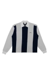 Students Gibson Stripe Quarter Zip Long Sleeve Polo In Gray