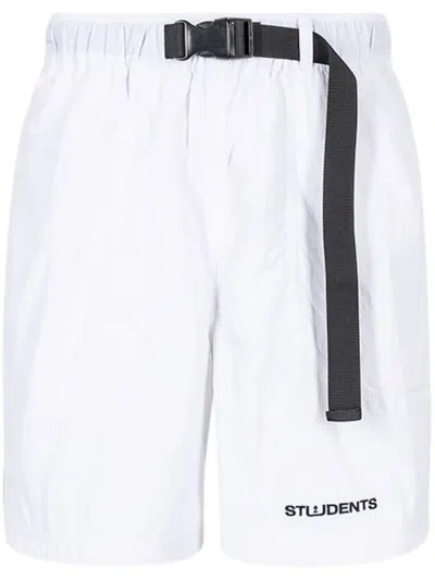 Students Golf Accel Logo-print Buckle-strap Shorts In White