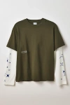 Students Golf Grayson Double Layer Long Sleeve Tee In Stone, Men's At Urban Outfitters In Green