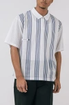 Students Howards Stripe Mesh Zip Polo In White