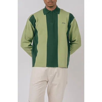 Students Kenway Long Sleeve Knit Zip Polo Jumper In Jade