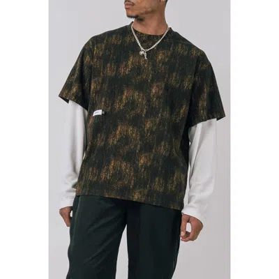 Students Laurence Layered Abstract Print Cotton T-shirt In Camo
