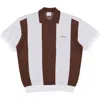 Students Umpire Stripe Half Zip Polo In Brown