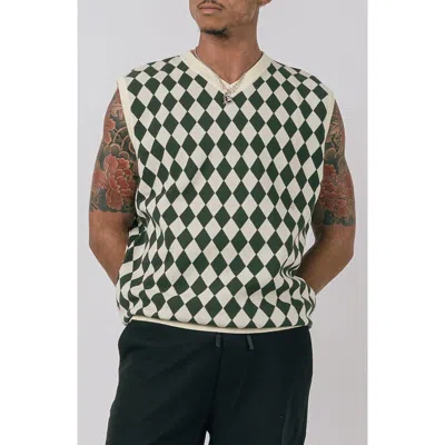 Students Woods Diamond Jacquard Cotton Jumper Waistcoat In Nude