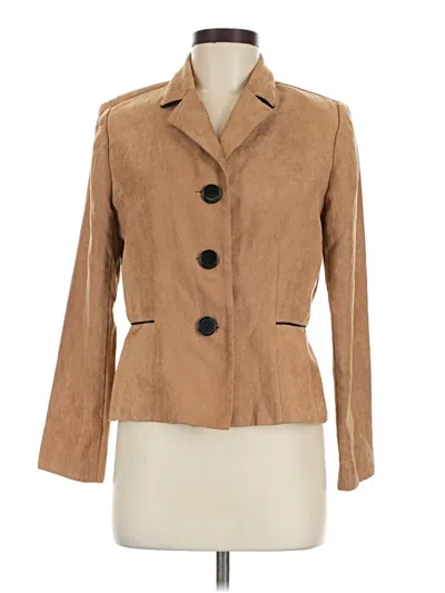 Pre-owned Studio 1 Long Sleeve Top Tan Square Neckline Tops