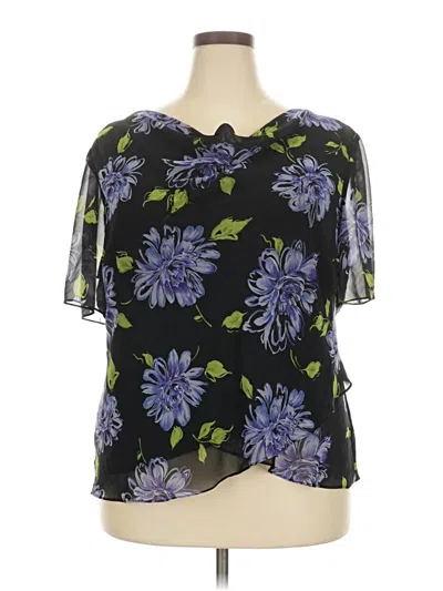 Pre-owned Studio 1 Short Sleeve Blouse In Black