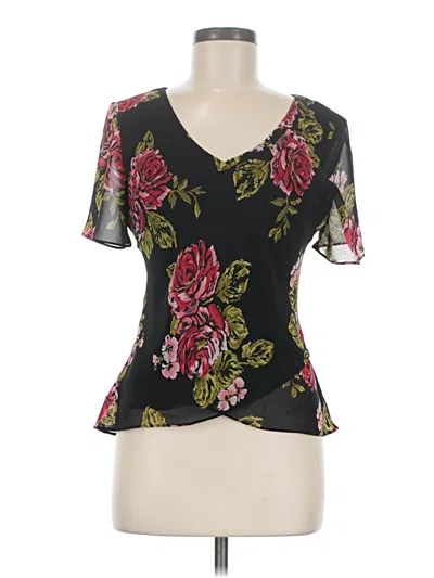 Pre-owned Studio 1 Short Sleeve Blouse In Black
