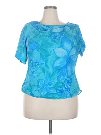 Pre-owned Studio 1 Short Sleeve Blouse In Blue
