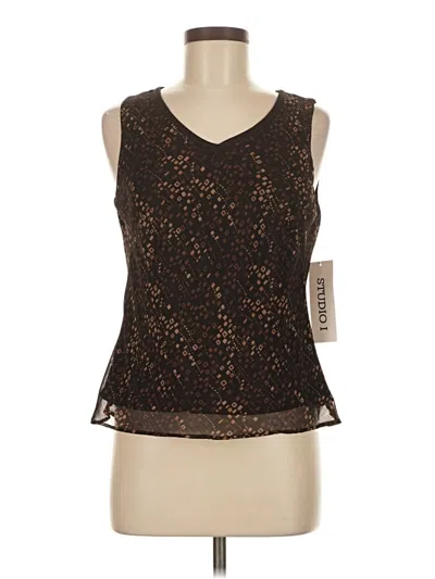Studio 1 Sleeveless Top Brown V Neck Tops