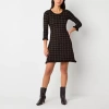 Studio 1 Womens 3/4 Sleeve Sweater Dress In Black