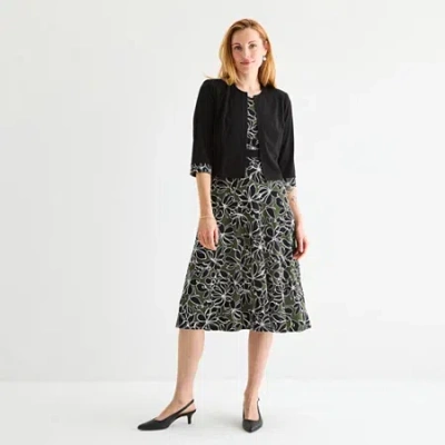 Studio 1 Womens Floral Midi Jacket Dress In Black