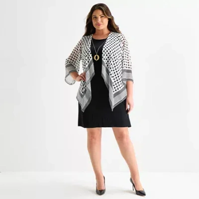 Studio 1 Womens Plus Dots Jacket Dress In Black