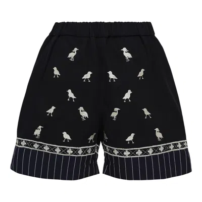 Studio 133 Biyan Cotton Twill Canvas Shorts In Black