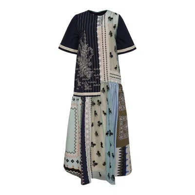 Studio 133 Biyan Mix Fabric Dress In Black