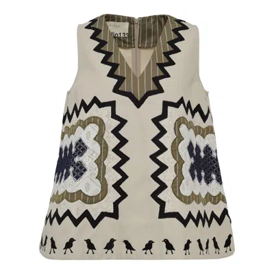 Studio 133 Biyan V-neck Sleeveless Cotton Mix Top In Multi