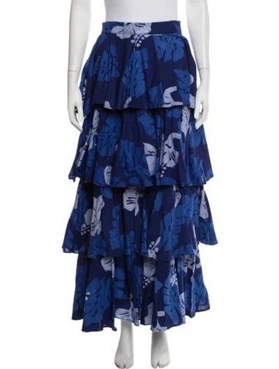 Pre-owned Studio 189 Floral Print Long Skirt In Blue