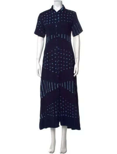 Pre-owned Studio 189 Printed Long Dress In Blue