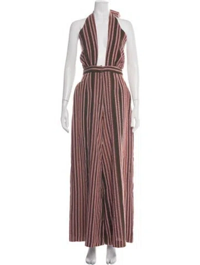 Pre-owned Studio 189 Striped Halterneck Jumpsuit In Pink