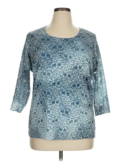 Pre-owned Studio 1940 3/4 Sleeve Top Blue Boatneck Tops