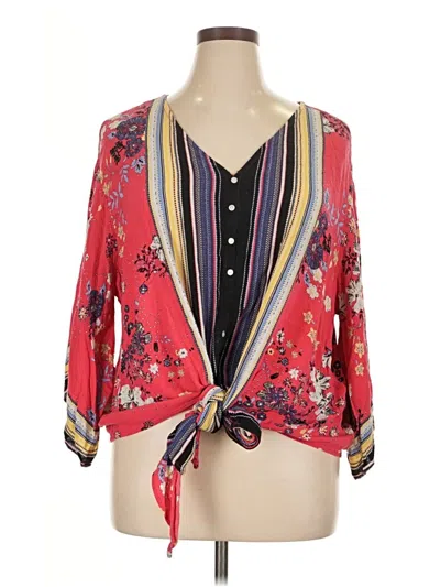 Pre-owned Studio 3/4 Sleeve Blouse In Red