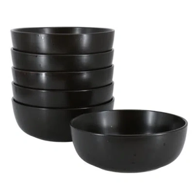 Studio 3b Mio Modern Coupe 6 Piece 6.5in Round Stoneware Bowl Set In Black