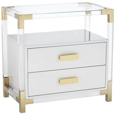 Studio 55d Abby 23 1/2" Wide White And Gold Acrylic Accent Table