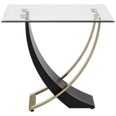 Studio 55d Airfoil 24" Wide Modern Black And Gold Glass End Table