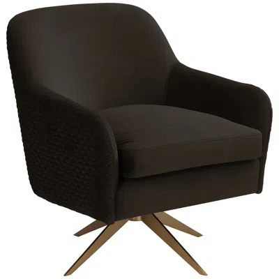 Studio 55d Ames Quilted Espresso Velvet Swivel Chair