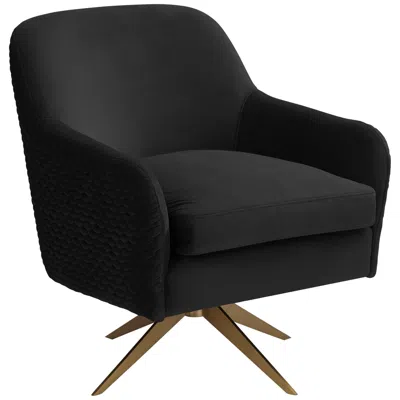 Studio 55d Ames Quilted Onyx Velvet Swivel Chair