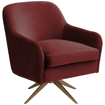 Studio 55d Ames Quilted Wine Velvet Swivel Chair