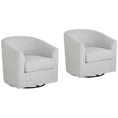 Studio 55d Barrel Gray Fabric Swivel Occasional Chairs Set Of 2
