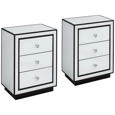 Studio 55d Biscaya 17 3/4" Wide White Reverse Painted Glass Side Tables Set Of 2