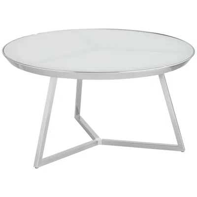 Studio 55d Carrie 29 3/4" Wide Chrome And White Glass Coffee Table