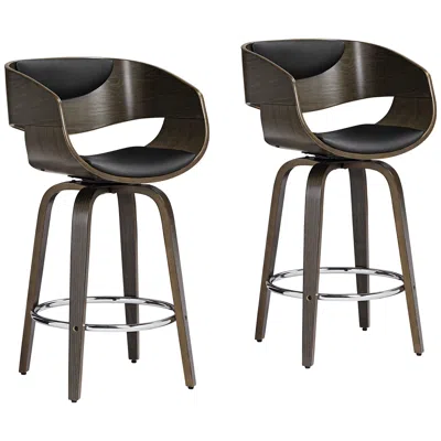 Studio 55d Carson 23 1/2" Black Faux Leather Swivel Counter Stools Set Of 2