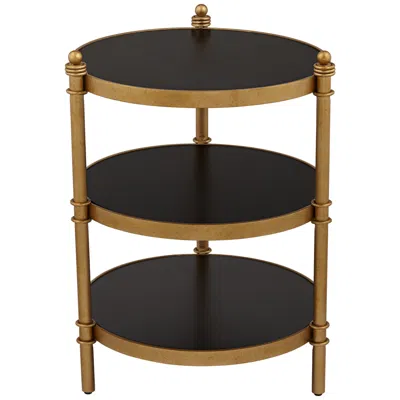 Studio 55d Cason 18 3/4" Wide Black And Gold Round 3-tier Side Table