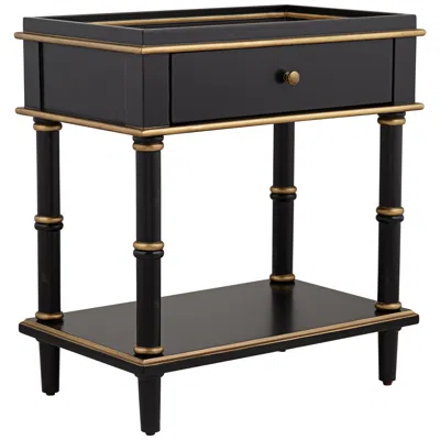 Studio 55d Cason 24" Black And Gold Rectangular Side Table With Drawer