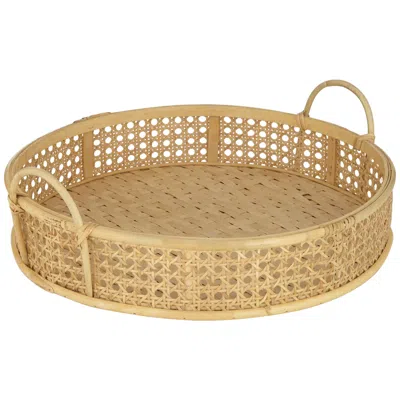 Studio 55d Cayuga Matte Natural Bamboo Round Decorative Tray