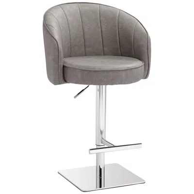 Studio 55d Chase Gray Faux Leather Swivel Adjustable Bar Stool
