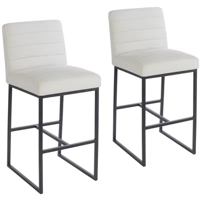 Studio 55d Chastain Off-white 30" Seat Height Upholstered Barstool Set Of 2
