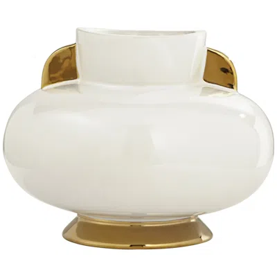 Studio 55d Empress 10 1/2" Wide White Ceramic Vase With Handles