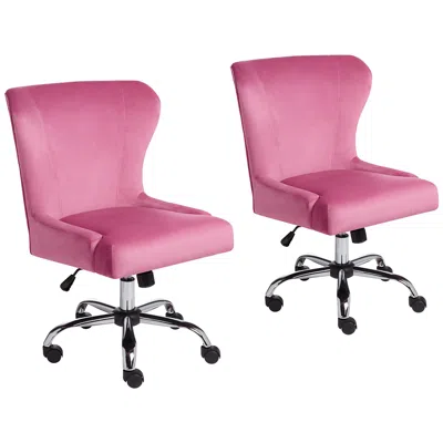 Studio 55d Erin Pink Fabric Adjustable Swivel Office Chairs Set Of 2