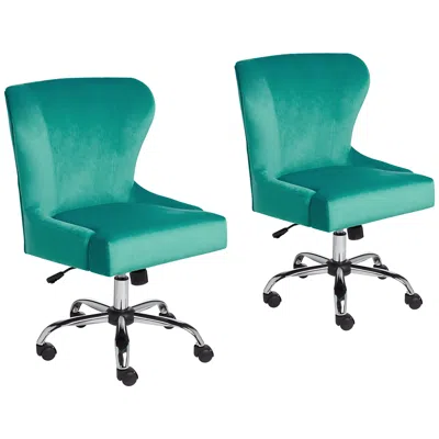 Studio 55d Erin Teal Fabric Adjustable Swivel Office Chairs Set Of 2