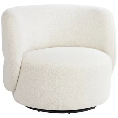 Studio 55d Fontana 36" Wide Off-white Nubby Fabric Occasional Swivel Chair