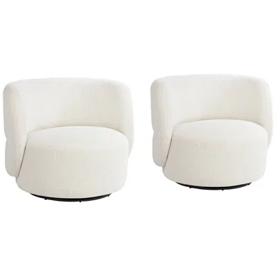 Studio 55d Fontana 36"w Off-white Nubby Fabric Occasional Swivel Chair Set Of 2