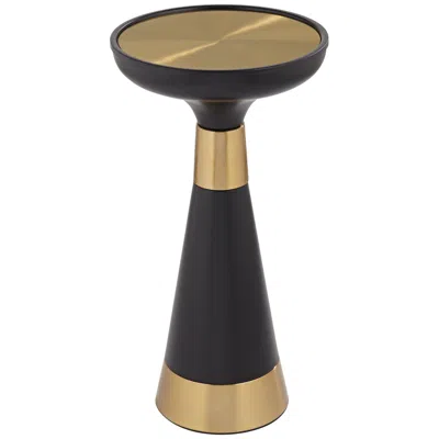 Studio 55d Gomez 13" Wide Black And Gold Metal Round Side Table