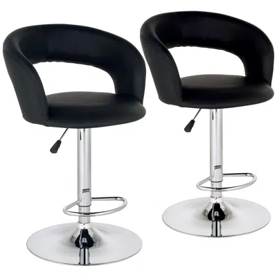 Studio 55d Groove Black Faux Leather Swivel Bar Stools Set Of 2