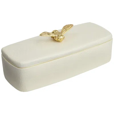 Studio 55d Honey Bee Matte White Rectangular Box With Lid
