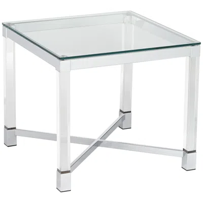 Studio 55d Jenna 22" Square Modern Acrylic And Glass Top Accent Table