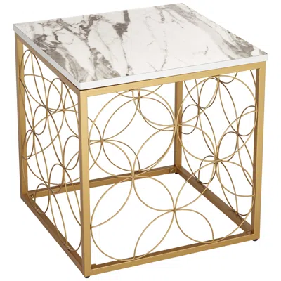 Studio 55d Karin 17" Wide Faux Marble And Gold Side Table